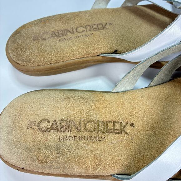 Cabin Creek White Brown Crisscross Strap Slides Sandals Casual Women’s Size 7M - Picture 7 of 9